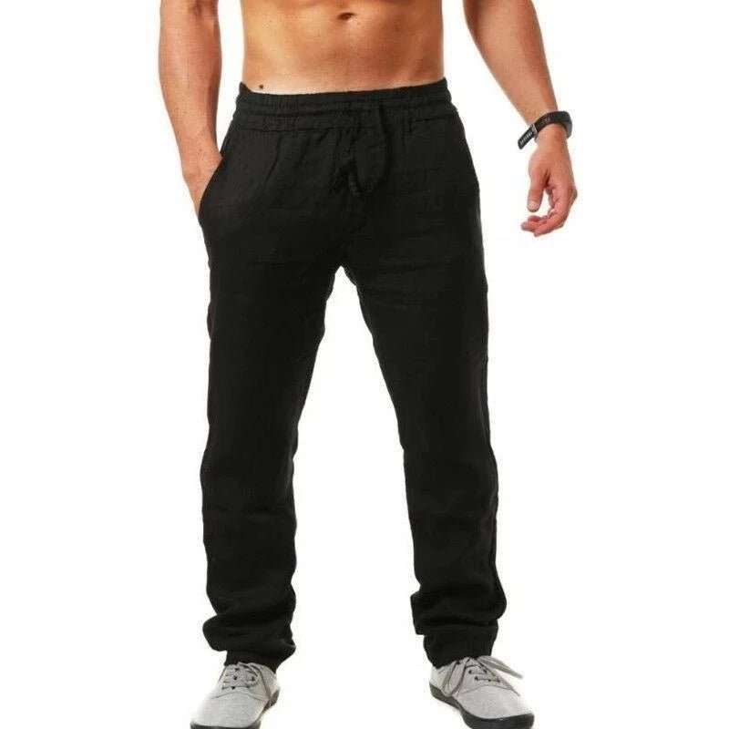 Nieuwe zomer heren linnen broek - Ademend casual en effen kleur - Elastische tailleband - Bivakshop