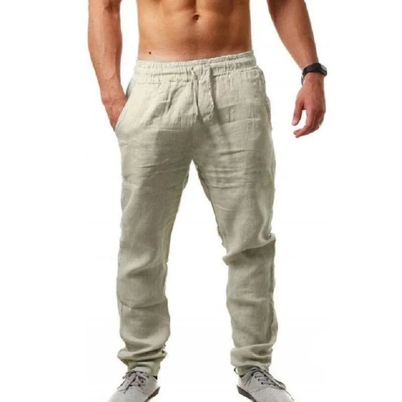 Nieuwe zomer heren linnen broek - Ademend casual en effen kleur - Elastische tailleband - Bivakshop