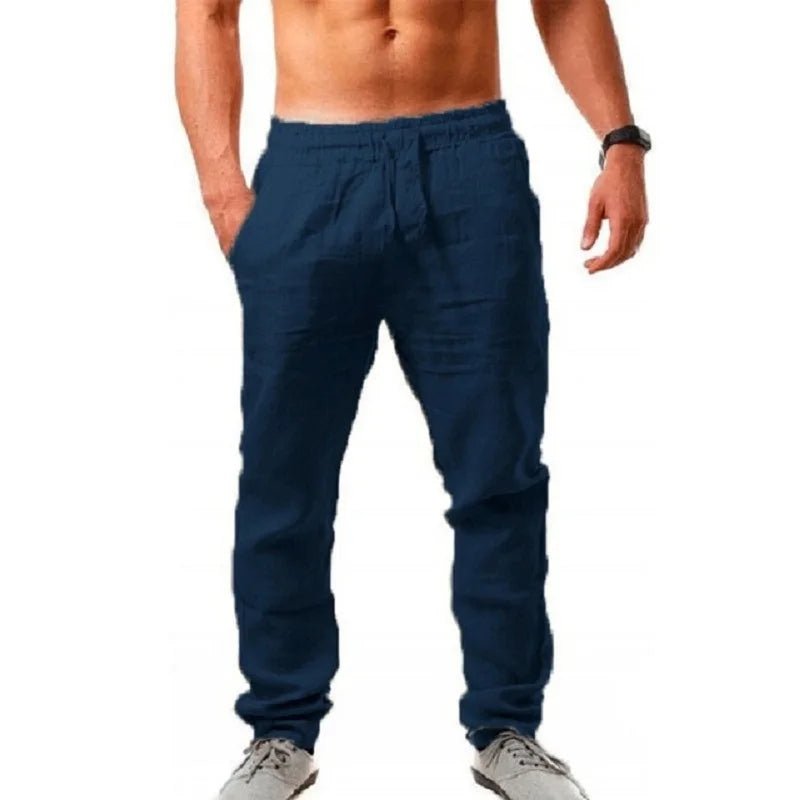 Nieuwe zomer heren linnen broek - Ademend casual en effen kleur - Elastische tailleband - Bivakshop