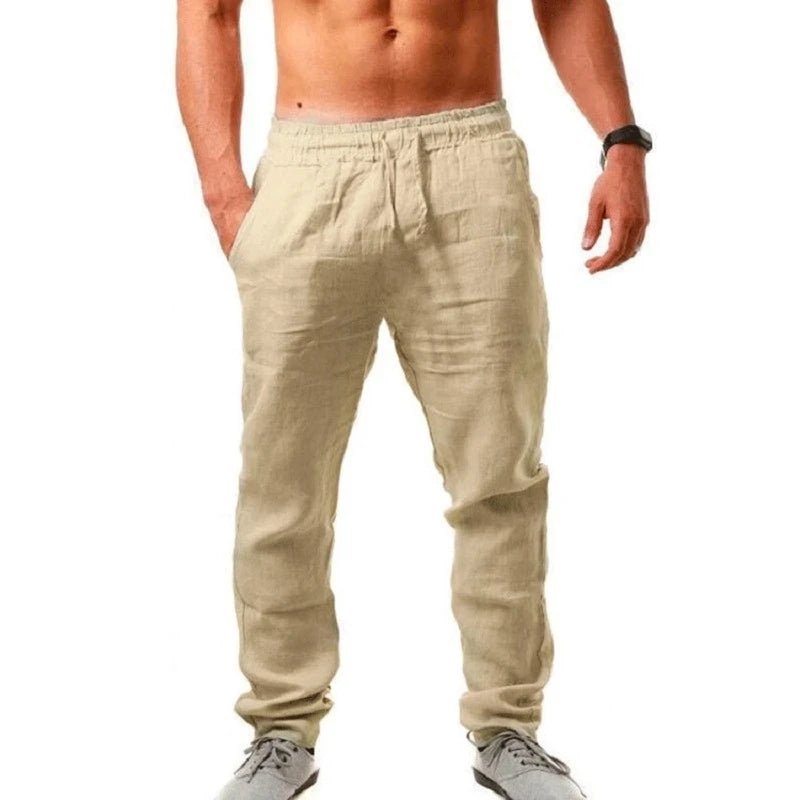 Nieuwe zomer heren linnen broek - Ademend casual en effen kleur - Elastische tailleband - Bivakshop