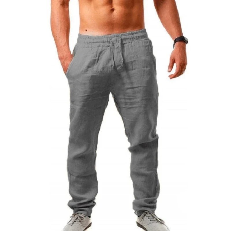 Nieuwe zomer heren linnen broek - Ademend casual en effen kleur - Elastische tailleband - Bivakshop