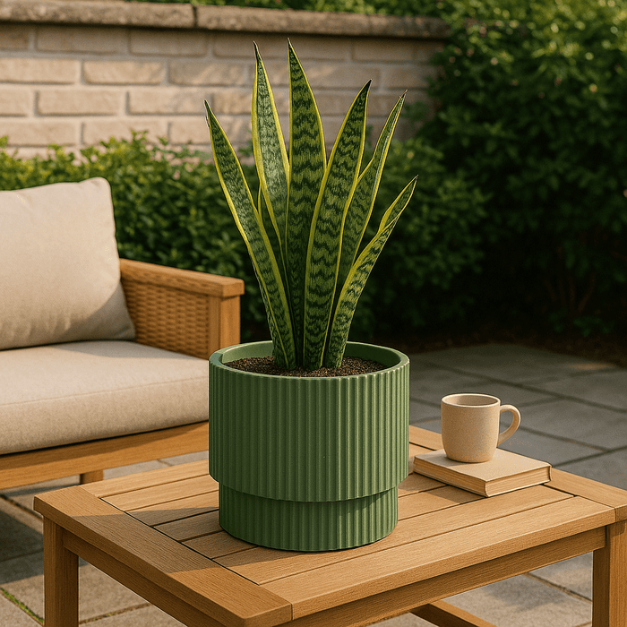 No Brand - Bloempot – 30x29 cm – Groen – Dubbele Binnen - & Buitenpot - Bivakshop