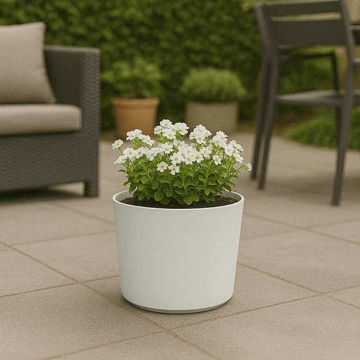 No Brand - Sierlijke Bloempot Wit – Ø20 x 18 cm – Duurzaam & Weerbestendig – Binnen en Buiten - Bivakshop