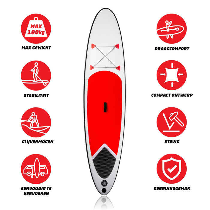 No Brand - SUP Board Set – 6 - delig – Opblaasbaar & Compleet – Inclusief Pomp, Peddel en Rugtas - Bivakshop