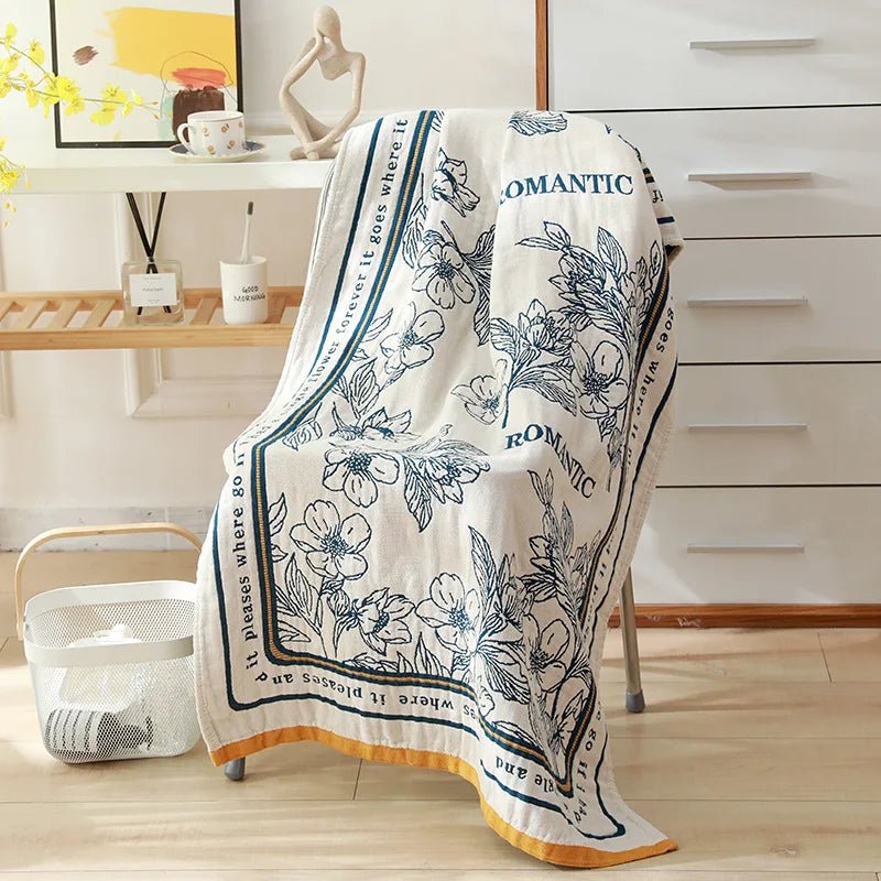 Nordic bohemian florale print - Badhanddoek - 80x160cm katoen sneldrogend stripes - Bivakshop