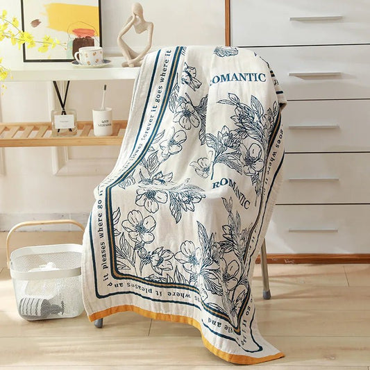 Nordic bohemian florale print - Badhanddoek - 80x160cm katoen sneldrogend stripes - Bivakshop