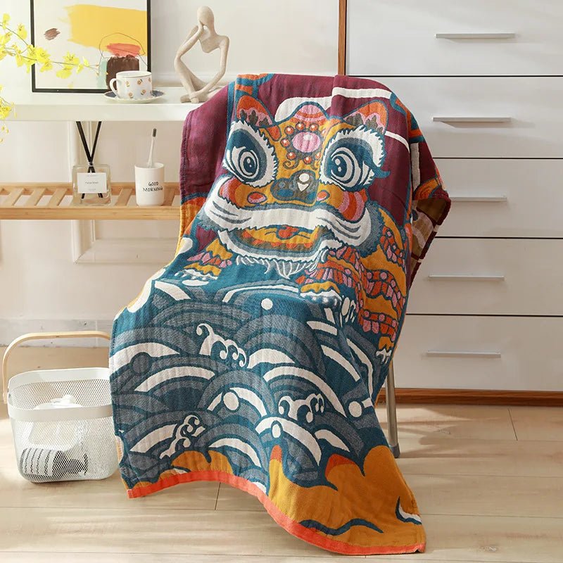 Nordic bohemian florale print - Badhanddoek - 80x160cm katoen sneldrogend stripes - Bivakshop