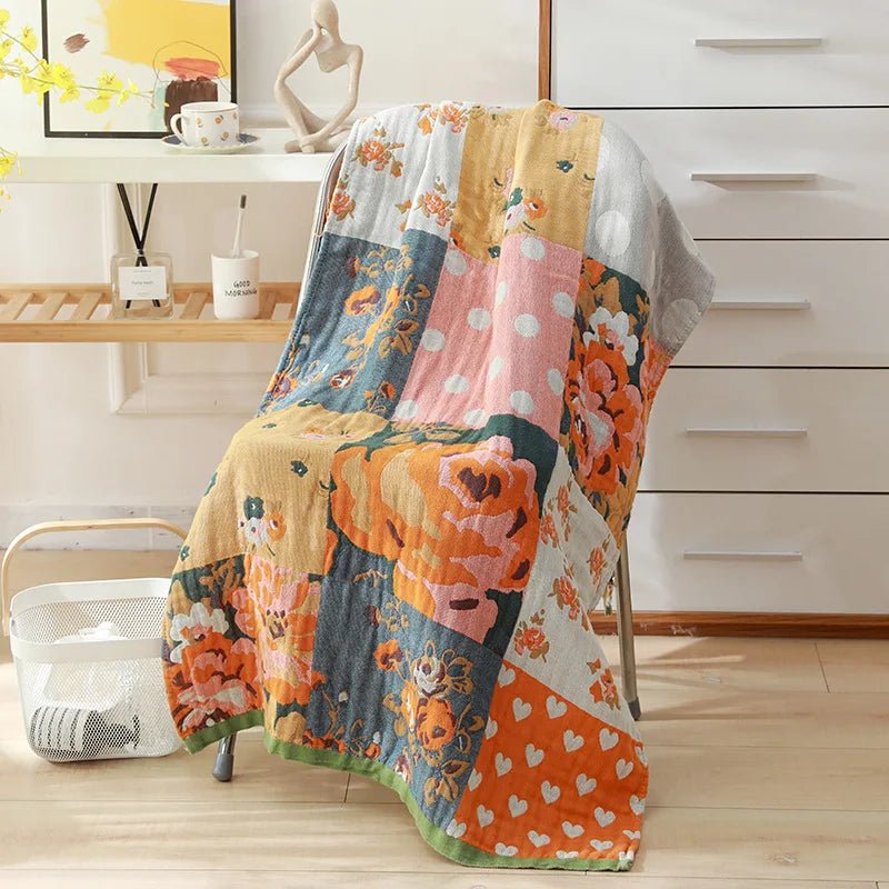 Nordic bohemian florale print - Badhanddoek - 80x160cm katoen sneldrogend stripes - Bivakshop