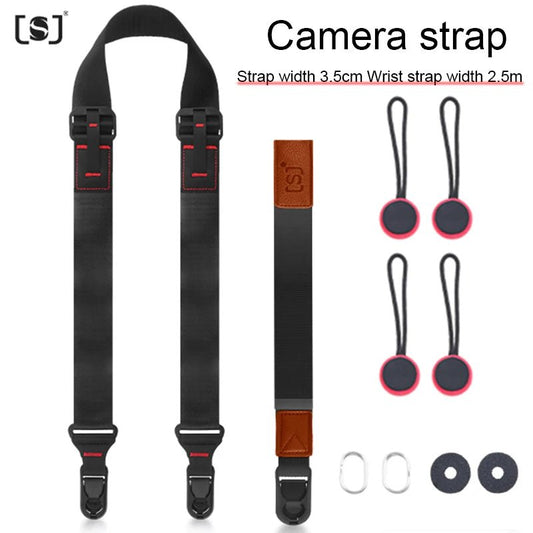 Nylon camerariem – Verstelbare schouder - en nekband met snelle ontgrendeling voor SLR & DSLR camera - Bivakshop