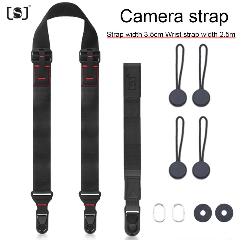 Nylon camerariem – Verstelbare schouder - en nekband met snelle ontgrendeling voor SLR & DSLR camera - Bivakshop