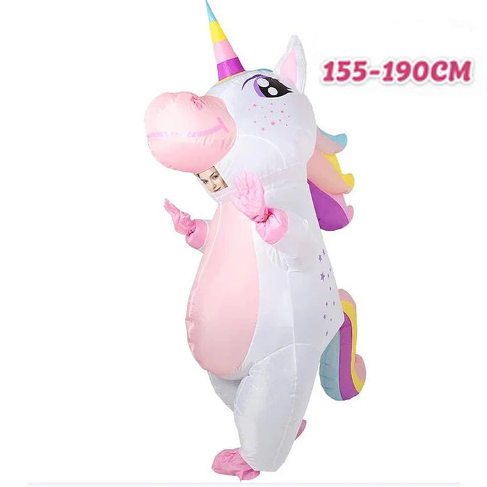 Opblaasbaar Eenhoorn Kostuum voor Volwassenen – Kleurrijk Full Body Carnavalspak - Bivakshop