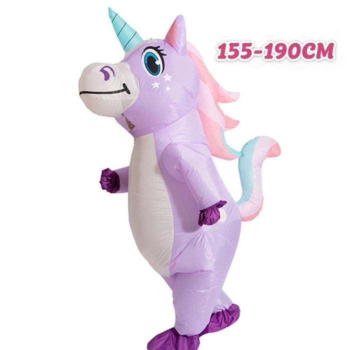Opblaasbaar Eenhoorn Kostuum voor Volwassenen – Kleurrijk Full Body Carnavalspak - Bivakshop