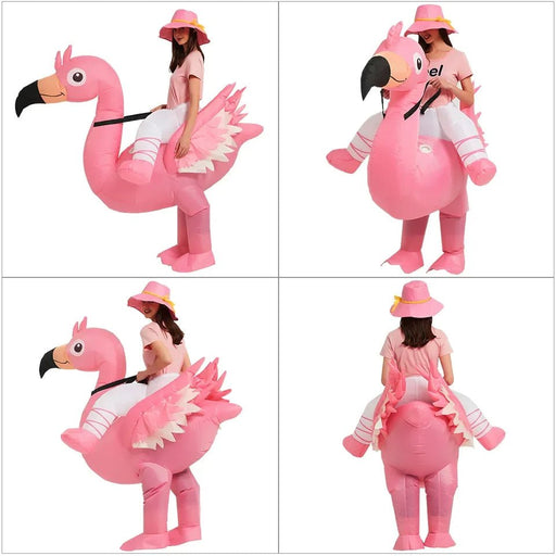 Opblaasbaar Flamingo Kostuum voor Volwassenen & Kinderen – Vrolijk Carnavalspak – Roze Mascotte Outfit - Bivakshop