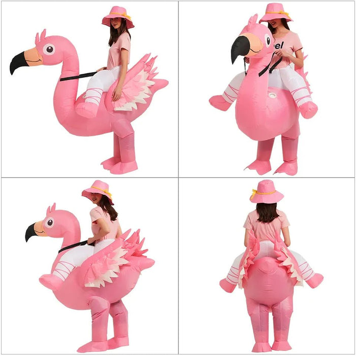 Opblaasbaar Flamingo Kostuum voor Volwassenen & Kinderen – Vrolijk Carnavalspak – Roze Mascotte Outfit - Bivakshop