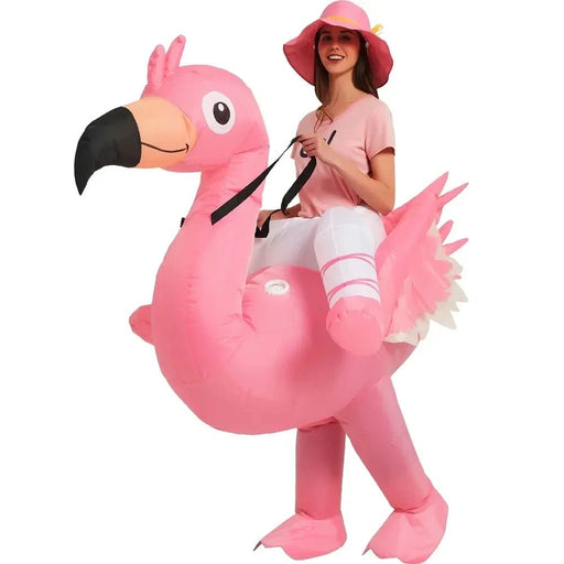 Opblaasbaar Flamingo Kostuum voor Volwassenen & Kinderen – Vrolijk Carnavalspak – Roze Mascotte Outfit - Bivakshop