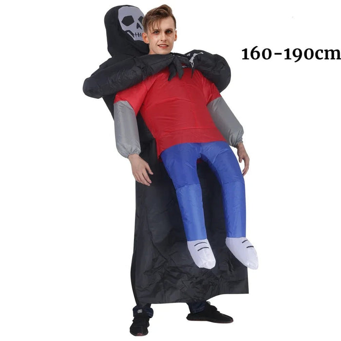 Opblaasbaar Grim Reaper Kostuum voor Volwassenen – Griezelig Carnavalspak – Magere Hein Ontvoeringspak - Bivakshop