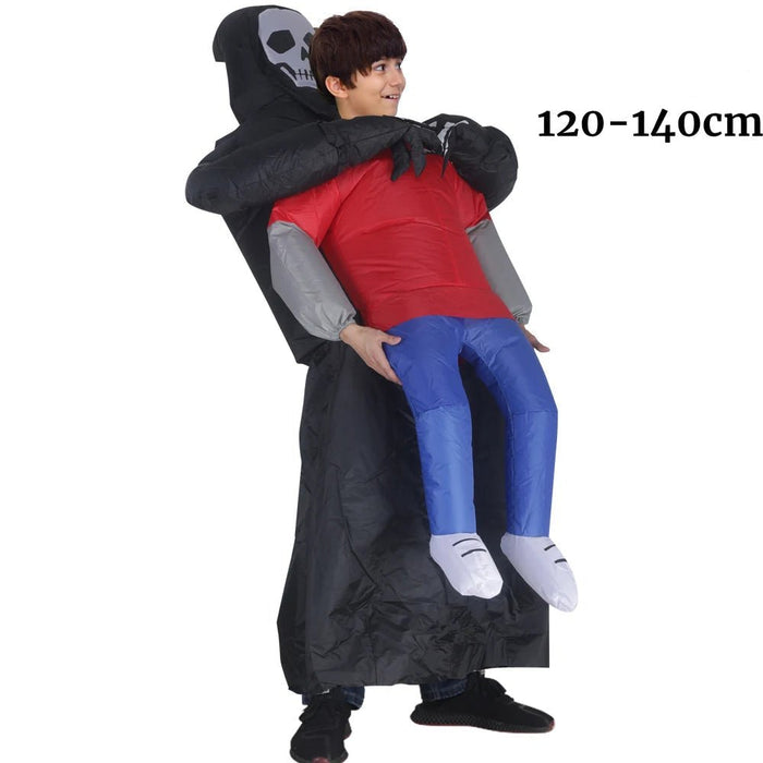 Opblaasbaar Grim Reaper Kostuum voor Volwassenen – Griezelig Carnavalspak – Magere Hein Ontvoeringspak - Bivakshop