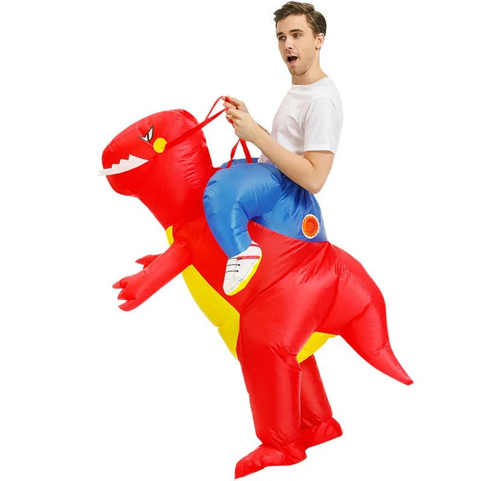 Opblaasbaar T - Rex Mascotte Kostuum voor Volwassenen – Anime Dino Carnavalspak – Grappig Full Body Pak - Bivakshop