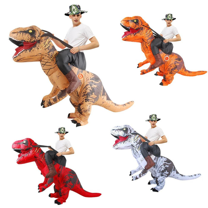 Opblaasbaar T - Rex Mascotte Kostuum voor Volwassenen – Anime Dino Carnavalspak – Grappig Full Body Pak - Bivakshop