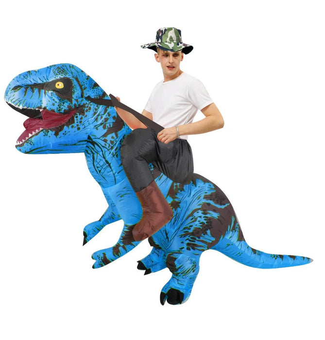 Opblaasbaar T - Rex Mascotte Kostuum voor Volwassenen – Anime Dino Carnavalspak – Grappig Full Body Pak - Bivakshop