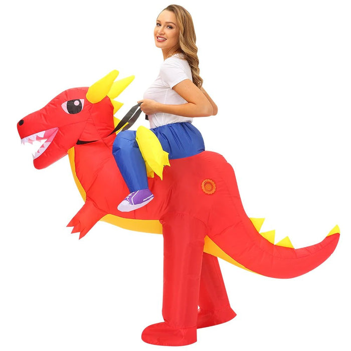 Opblaasbaar T - Rex Mascotte Kostuum voor Volwassenen – Anime Dino Carnavalspak – Grappig Full Body Pak - Bivakshop