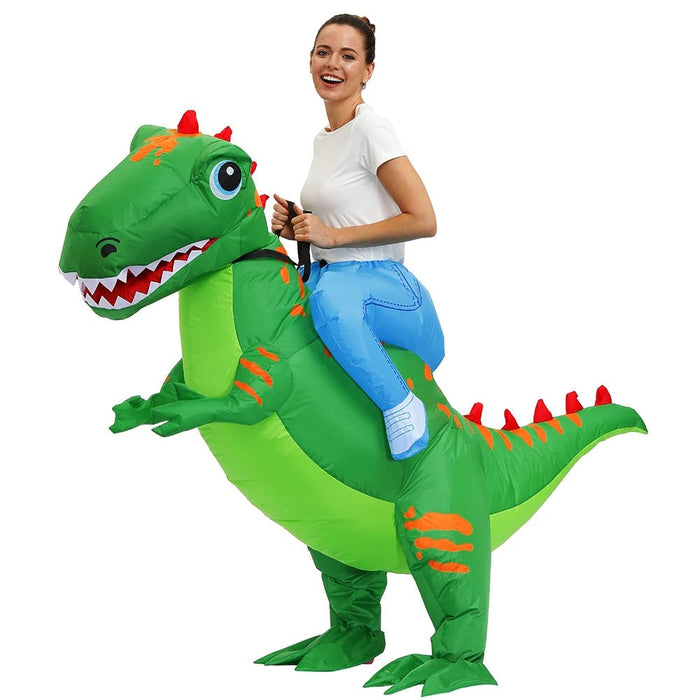 Opblaasbaar T - Rex Mascotte Kostuum voor Volwassenen – Anime Dino Carnavalspak – Grappig Full Body Pak - Bivakshop