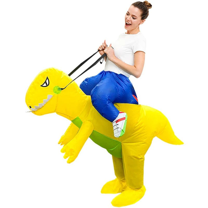 Opblaasbaar T - Rex Mascotte Kostuum voor Volwassenen – Anime Dino Carnavalspak – Grappig Full Body Pak - Bivakshop