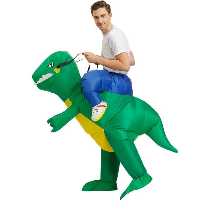 Opblaasbaar T - Rex Mascotte Kostuum voor Volwassenen – Anime Dino Carnavalspak – Grappig Full Body Pak - Bivakshop