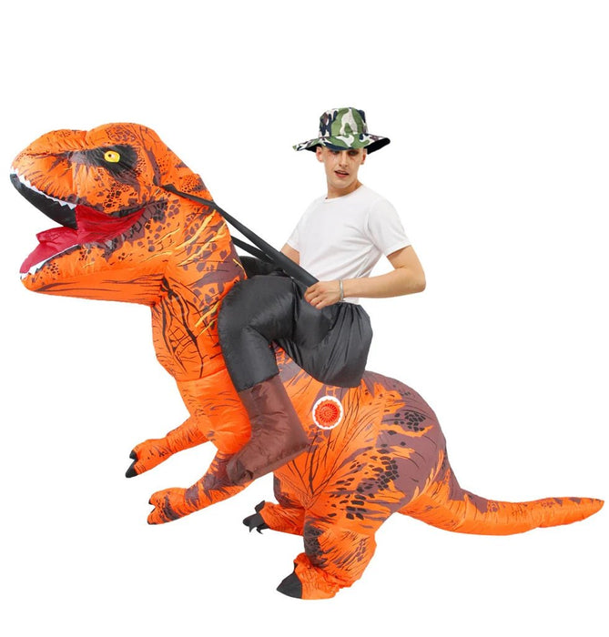 Opblaasbaar T - Rex Mascotte Kostuum voor Volwassenen – Anime Dino Carnavalspak – Grappig Full Body Pak - Bivakshop