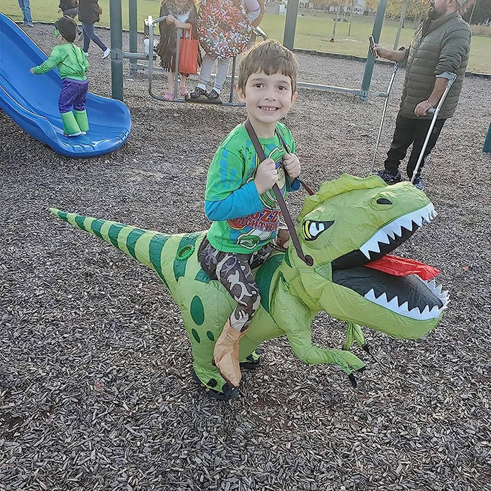Opblaasbaar T - Rex Riding Kostuum voor Volwassenen & Kinderen – Uniek Dino Carnavalspak - Bivakshop