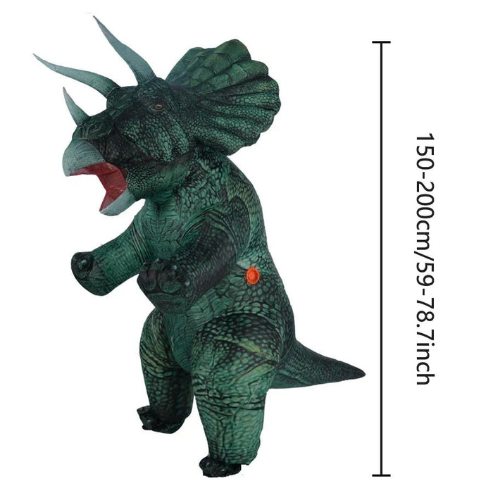 Opblaasbaar Triceratops Kostuum voor Volwassenen – Hilarisch Dinosaurus Carnavalspak - Bivakshop