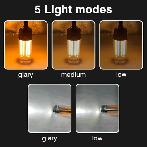 Oplaadbare LED campinglamp – Superheldere draagbare lamp met 5 lichtstanden en haakdesign - Bivakshop