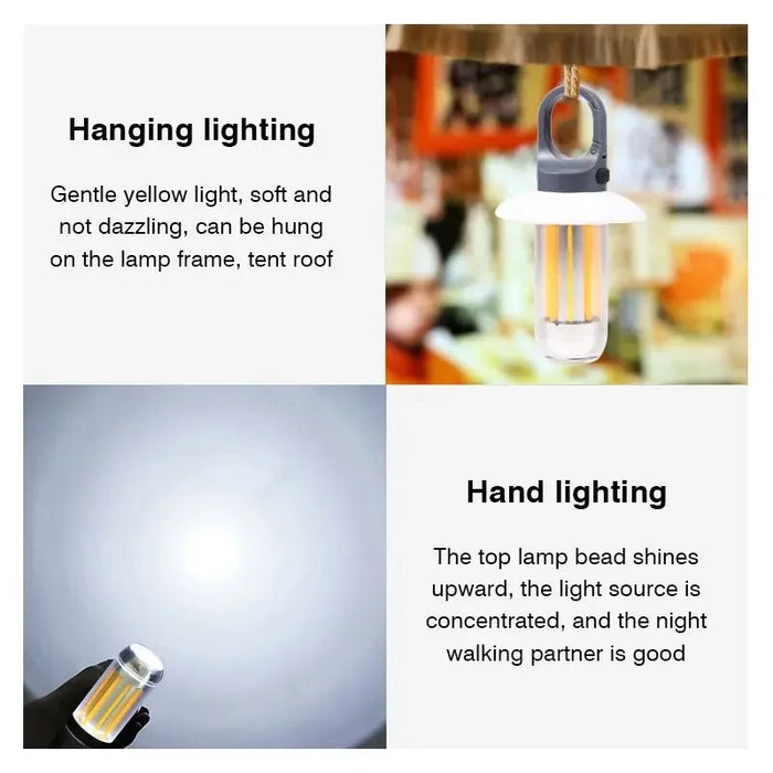 Oplaadbare LED campinglamp – Superheldere draagbare lamp met 5 lichtstanden en haakdesign - Bivakshop