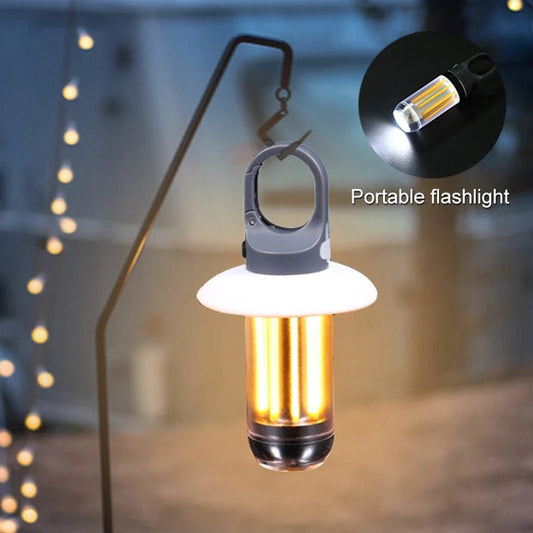 Oplaadbare LED campinglamp – Superheldere draagbare lamp met 5 lichtstanden en haakdesign - Bivakshop