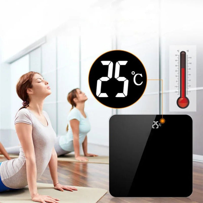 Oplaadbare weegschaal met kamertemperatuurmeter - Multifunctioneel en stijlvol - Bivakshop