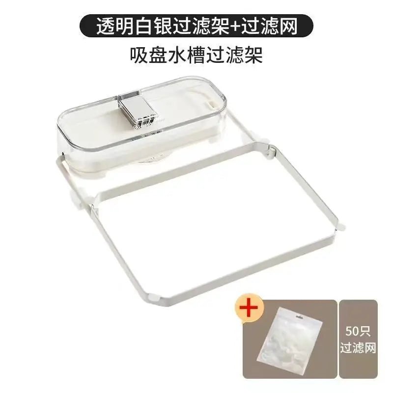 Opvouwbaar gootsteen filterrek - Keuken plastic afvoer mand - Zuignappen en mesh zak - Bivakshop