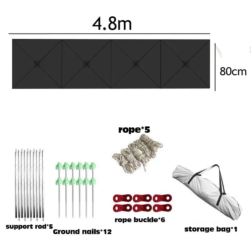 Opvouwbaar windscherm van 5,6 meter – Winddichte campingwand voor BBQ, picknick & strand - Bivakshop