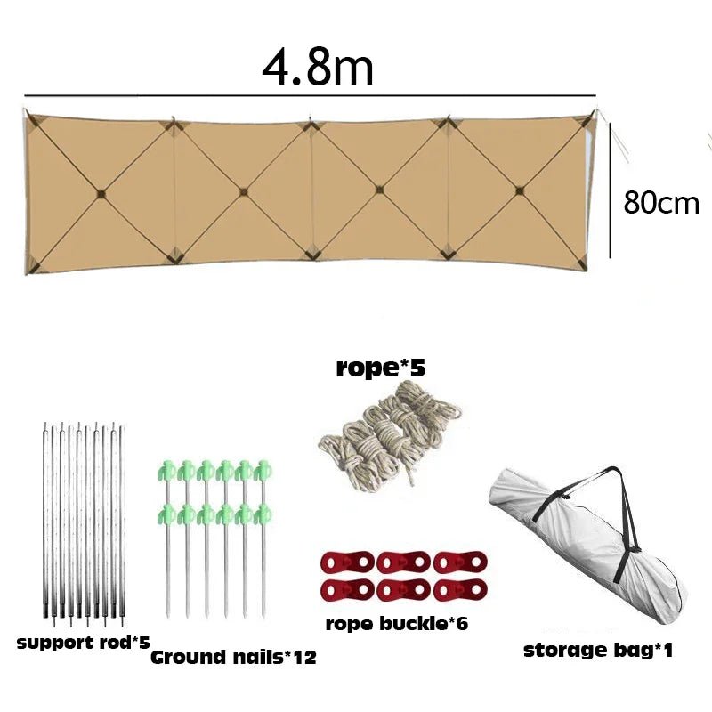 Opvouwbaar windscherm van 5,6 meter – Winddichte campingwand voor BBQ, picknick & strand - Bivakshop