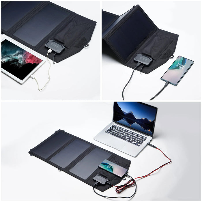 Opvouwbaar zonnepaneel met powerbank – 21W USB - lader voor noodstroom & outdoor - Bivakshop