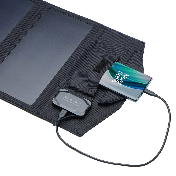 Opvouwbaar zonnepaneel met powerbank – 21W USB - lader voor noodstroom & outdoor - Bivakshop