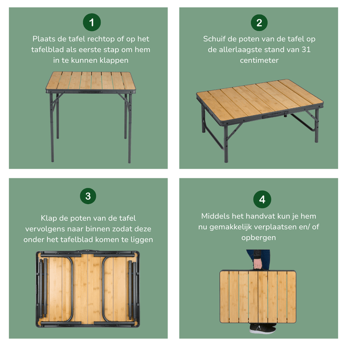 Opvouwbare Bamboetafel – Stijlvol, Compact & Duurzaam voor Binnen & Buiten - Bivakshop