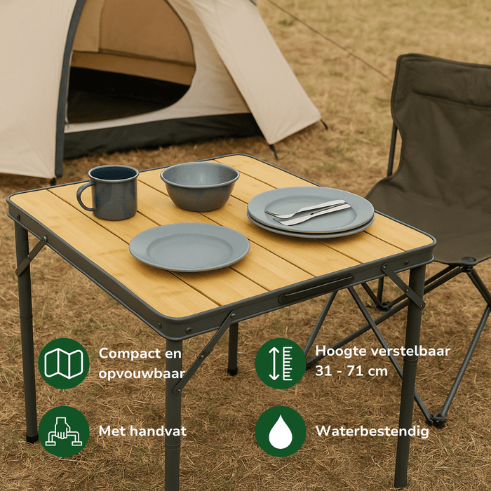 Opvouwbare Bamboetafel – Stijlvol, Compact & Duurzaam voor Binnen & Buiten - Bivakshop