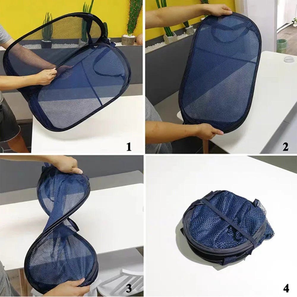 Opvouwbare horizontale wasmand – Ademend mesh met grote capaciteit - Voor thuisgebruik - Bivakshop
