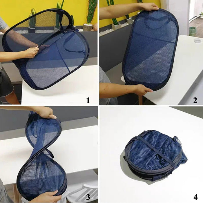 Opvouwbare horizontale wasmand – Ademend mesh met grote capaciteit - Voor thuisgebruik - Bivakshop