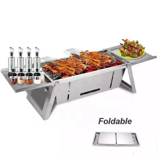 Opvouwbare roestvrijstalen tabletop barbecue - Draagbaar en winddicht - Grill - Bivakshop