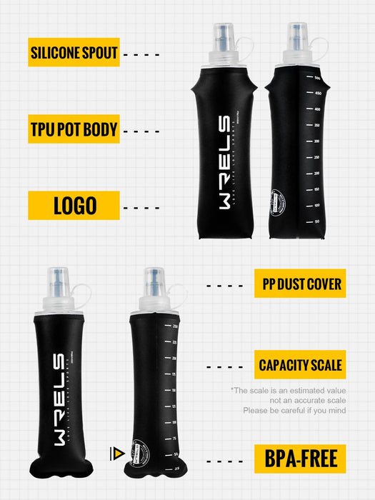 Opvouwbare Soft Flask – Lichtgewicht TPU Waterfles (150ml, 250ml, 500ml) – Flexibel Voor Sport & Hiking - Bivakshop