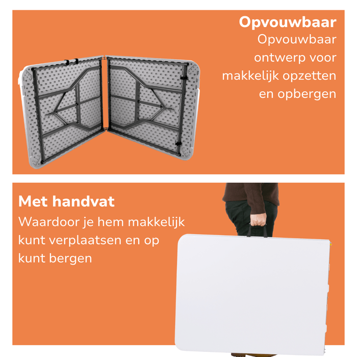 Opvouwbare tafel 180×74×74 cm – Stevig & draagbaar – Voor binnen & buiten - Bivakshop