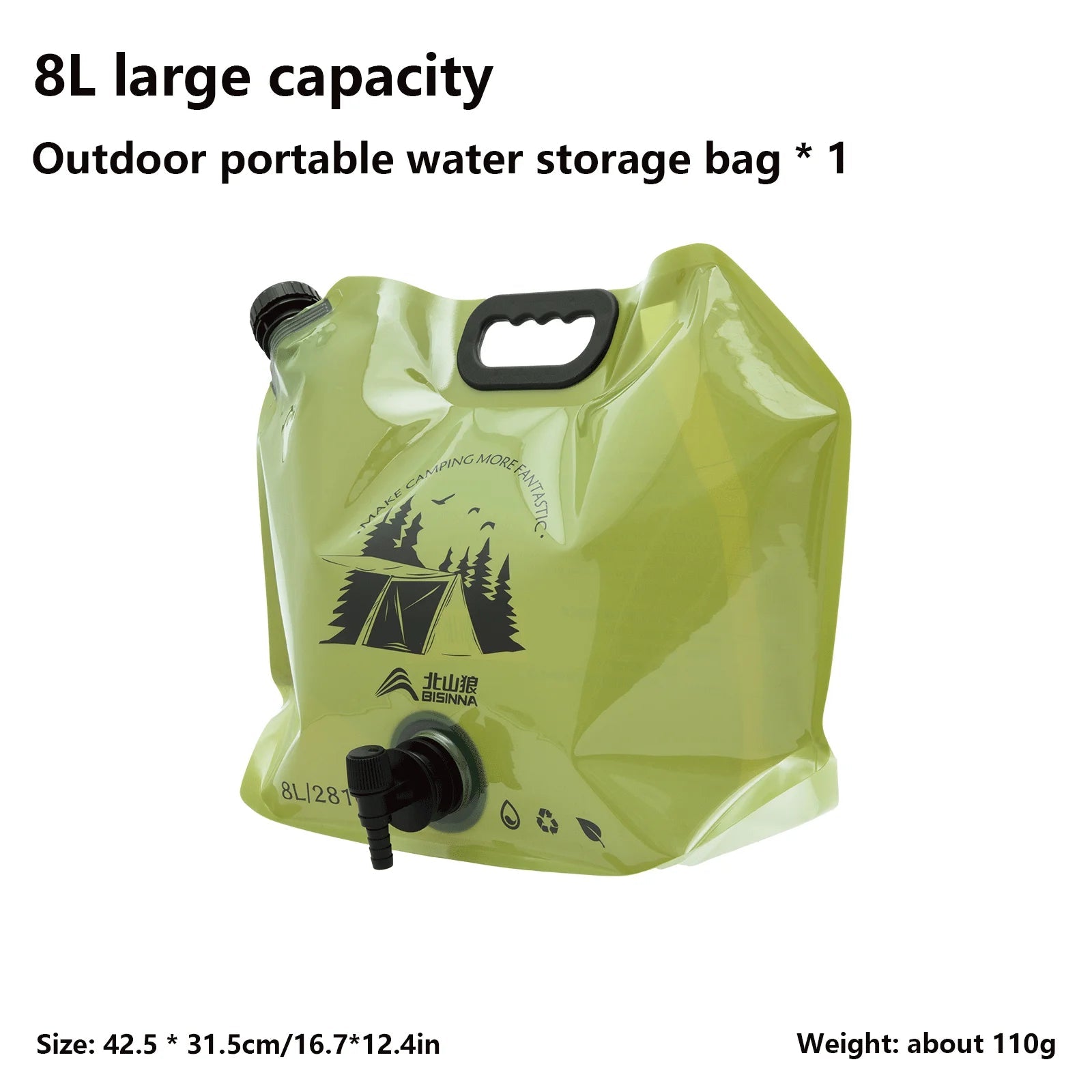 Opvouwbare waterzak 8L – Draagbare wateropslag – Lichtgewicht & voedselveilig voor camping - Bivakshop