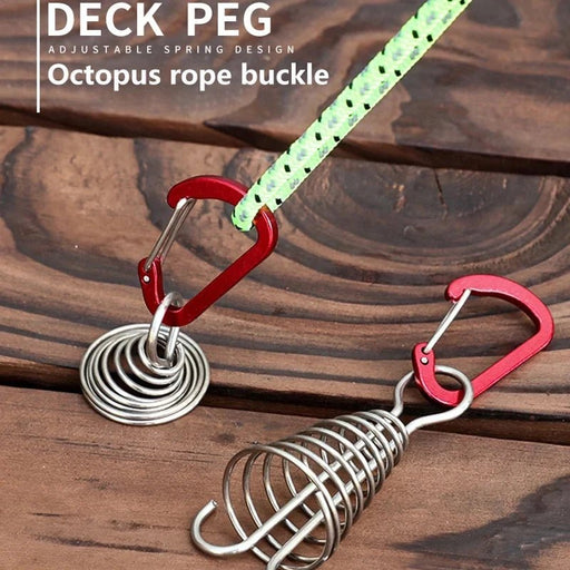 Outdoor Camping Octopus Rope Buckle Camping Deck Nail Stainless Steel Fixed Tent Rope Buckle Wooden Hook Spring Wind Rope - Bivakshop