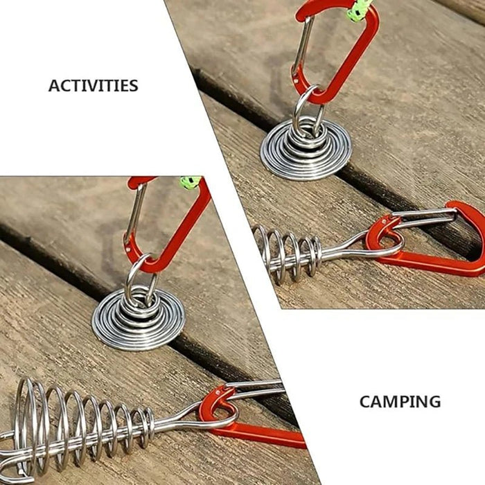 Outdoor Camping Octopus Rope Buckle Camping Deck Nail Stainless Steel Fixed Tent Rope Buckle Wooden Hook Spring Wind Rope - Bivakshop